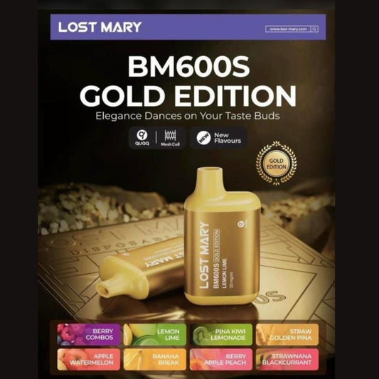 Lost Mary - Lost Mary BM600S Gold Edition Disposable Vape Puff Pod (BOX OF 10) - theno1plugshop