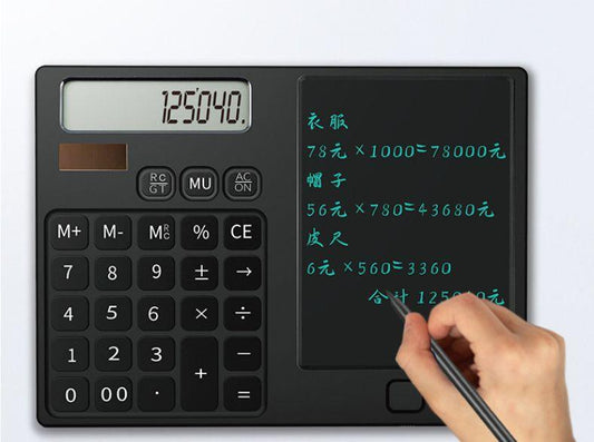 12-Digit Display Calculator with Writing Pad - Black Puff N Stuff