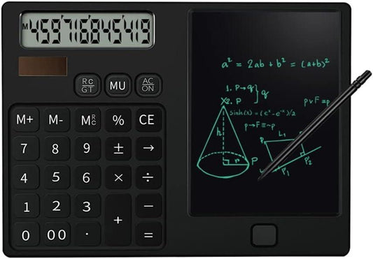 12-Digit Display Calculator with Writing Pad - Black Puff N Stuff