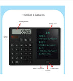 12-Digit Display Calculator with Writing Pad - Black Puff N Stuff