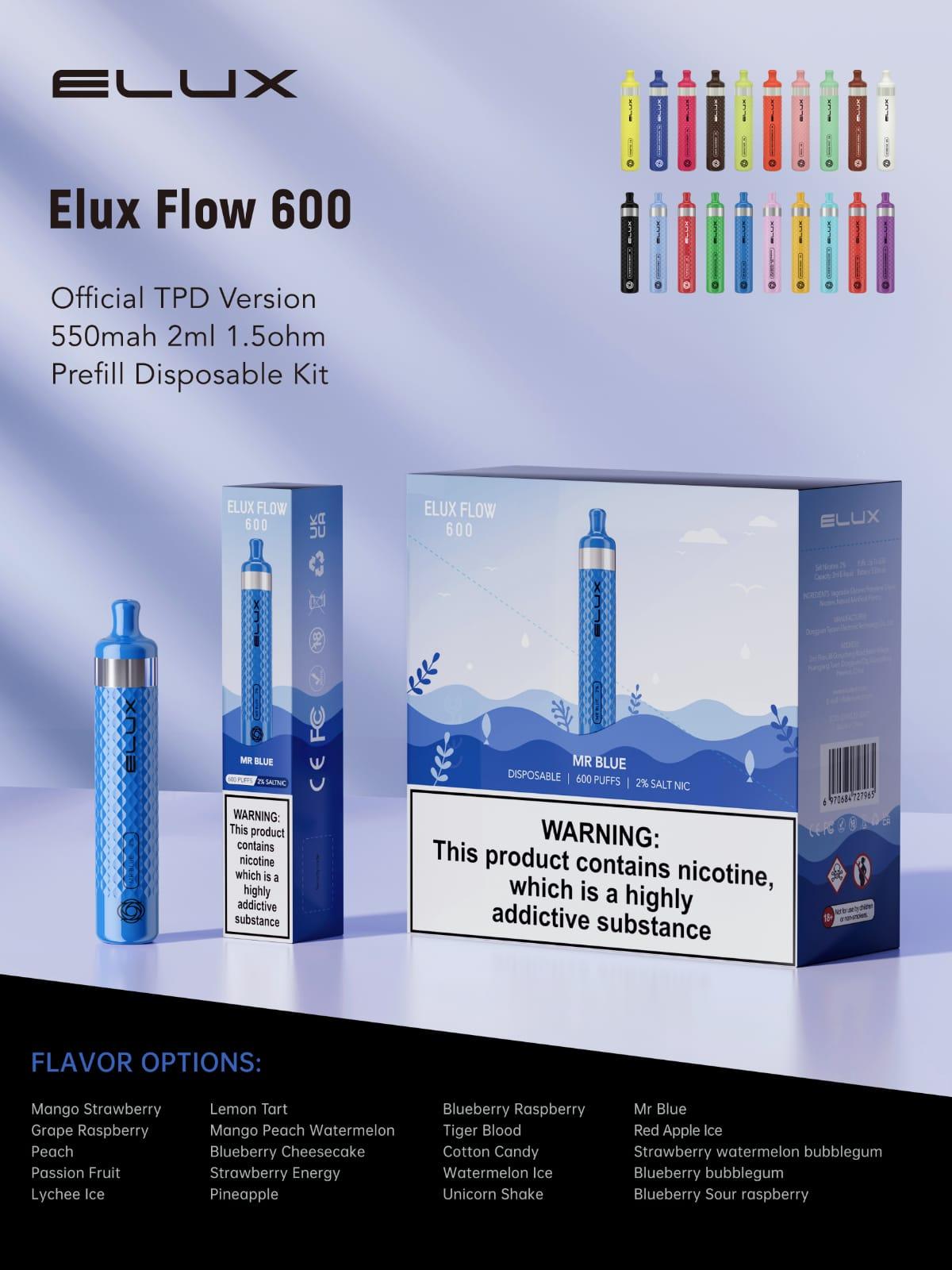 Elux Flow 600 Disposable Vape Pod (BOX OF 10) - Puff N Stuff